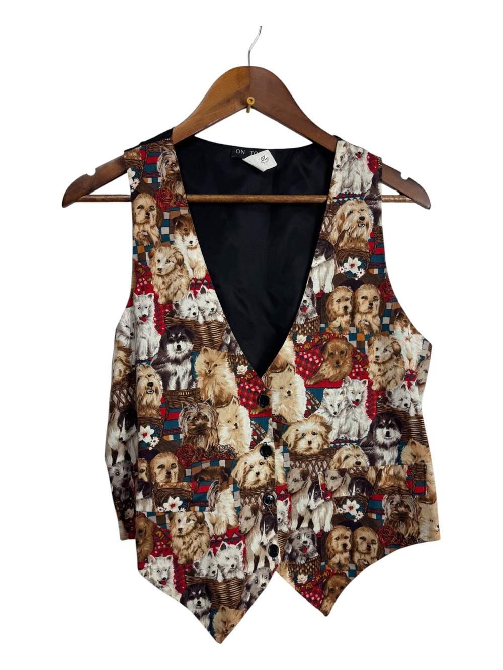 ON TOUR Brown Dog Print Pet-Themed Vest Small